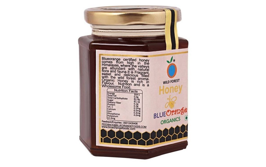 Blue Orange Organics Wild Forest Honey    Glass Jar  325 grams